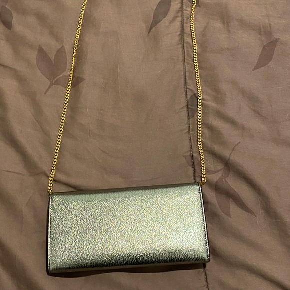 Alexander Mcqueen Wallet Metallic Grain Gunmetal Handbag With Skull - Rare - Picture 10 of 11